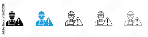 Construction risk icon in Editable stroke and solid flat vector pack