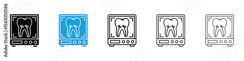 Dental X ray icon in Editable stroke and solid flat vector pack