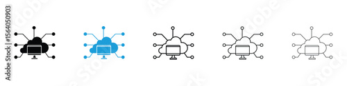 edge computing icon in Editable stroke and solid flat vector pack