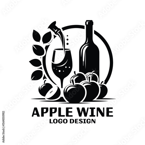 Apple Wine Vector Logo Design