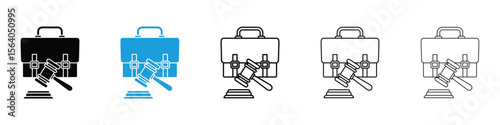 employment law icon in Editable stroke and solid flat vector pack
