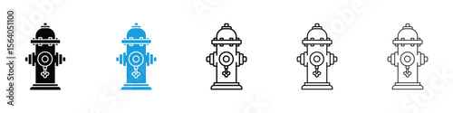 Fire hydrant icon in Editable stroke and solid flat vector pack