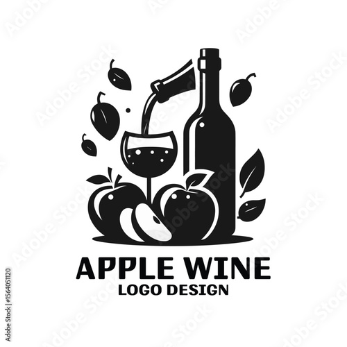 Apple Wine Vector Logo Design