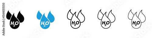 H2o icon in Editable stroke and solid flat vector pack