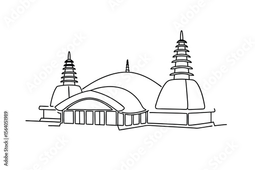 Pagoda architecture with curved roof and tiered spires