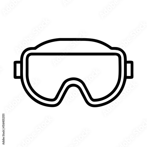 Ski goggles vector icon illustration, snowboarding glasses, snow winter sport eyewear outline design on transparent background