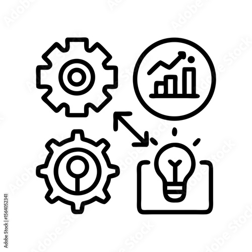 Business process automation and optimization icon for workflow and productivity improvement strategy on transparent background