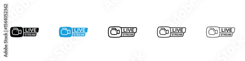 Livestream icon in Editable stroke and solid flat vector pack