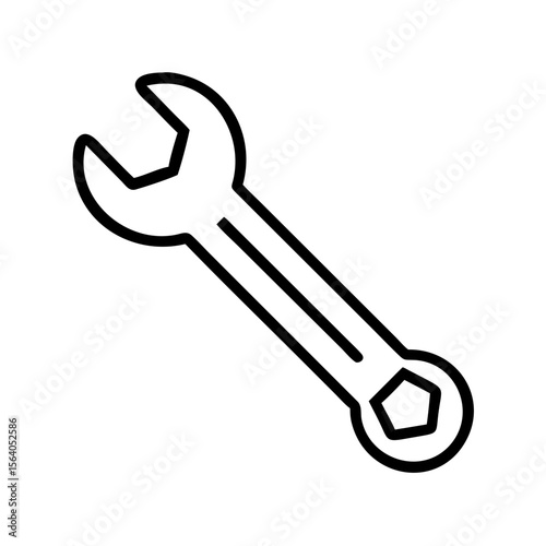 Vector graphic of a wrench tool for tightening loosening bolts and nuts repair maintenance diy project on transparent background