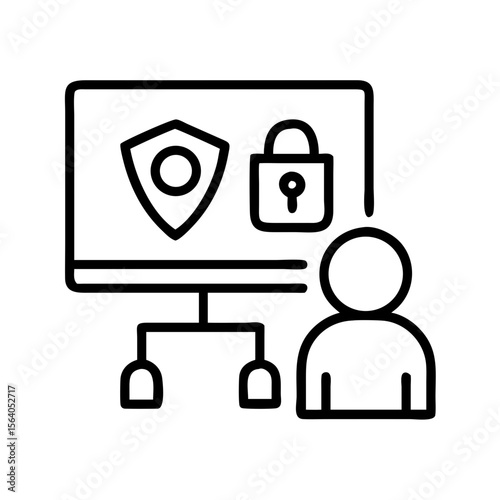 Cyber security protection for personal data and online privacy with digital safety lock on transparent background