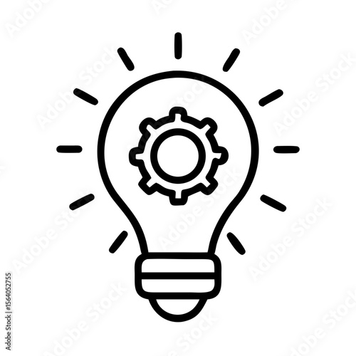 Light bulb gear icon vector concept for creative idea innovation solution engineering process design on transparent background