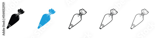 Pastry bag icon in Editable stroke and solid flat vector pack