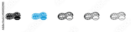 Peanut icon in Editable stroke and solid flat vector pack