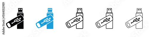 Pendrive icon in Editable stroke and solid flat vector pack