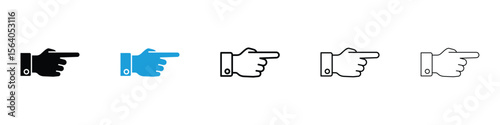 Pointing hand icon in Editable stroke and solid flat vector pack