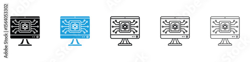 Quantum computing icon in Editable stroke and solid flat vector pack