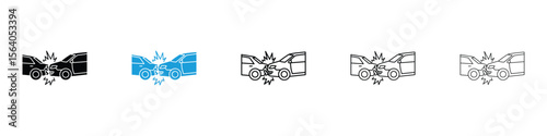 Rear end collision icon in Editable stroke and solid flat vector pack