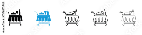 Room service icon in Editable stroke and solid flat vector pack