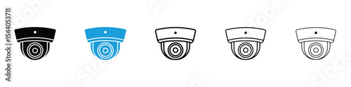 Security camera icon in Editable stroke and solid flat vector pack