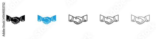 Shake hands icon in Editable stroke and solid flat vector pack