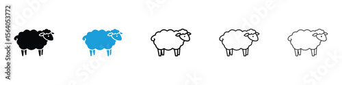 Sheep icon in Editable stroke and solid flat vector pack