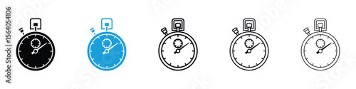 Stopwatch icon in Editable stroke and solid flat vector pack