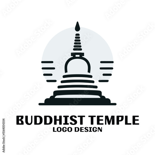 Buddhist Temple Vector Logo Design