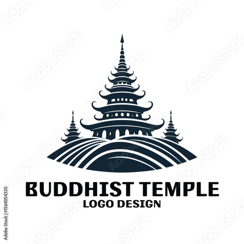 Buddhist Temple Vector Logo Design