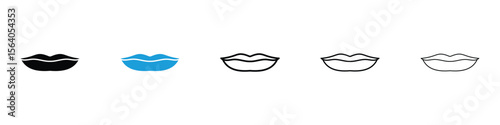 Thin lips icon in Editable stroke and solid flat vector pack