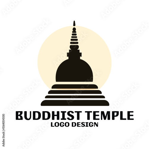 Buddhist Temple Vector Logo Design