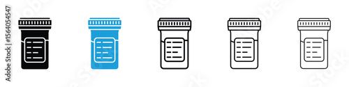 Urine test icon in Editable stroke and solid flat vector pack