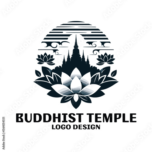 Buddhist Temple Vector Logo Design