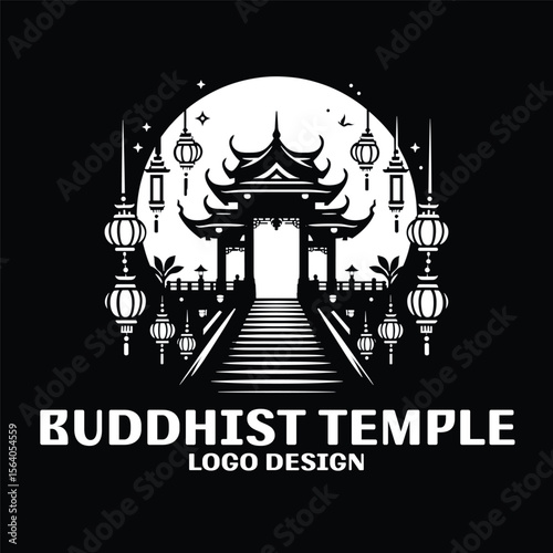 Buddhist Temple Vector Logo Design