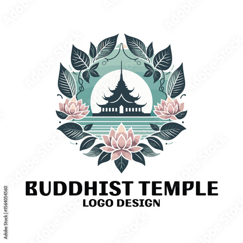 Buddhist Temple Vector Logo Design