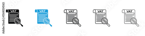 Value added tax VAT icon in Editable stroke and solid flat vector pack
