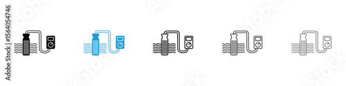 Water sensor icon in Editable stroke and solid flat vector pack