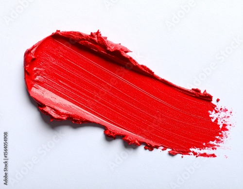 rich red lipstick smudge on white background