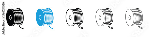 Wire coil icon in Editable stroke and solid flat vector pack