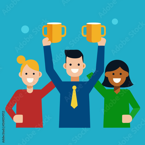 Happy Office Team Celebrating Achievement