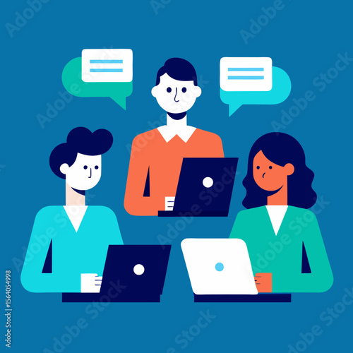 Team Working Together on Laptops