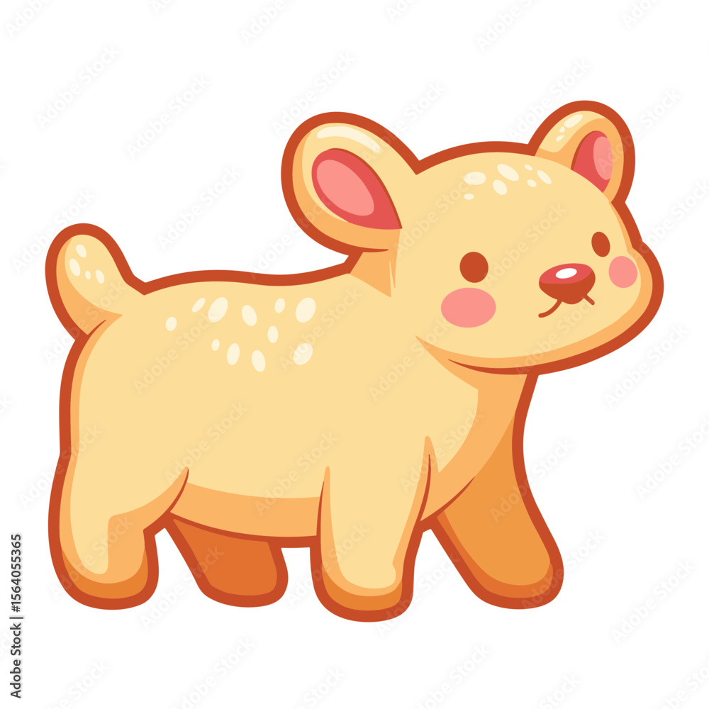 Fototapeta premium Cute cartoon animal-shaped cookie character in playful pose