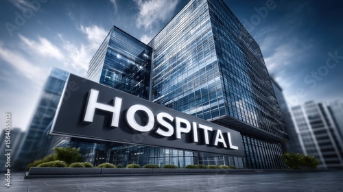 Modern hospital building exterior with large windows and clean lines