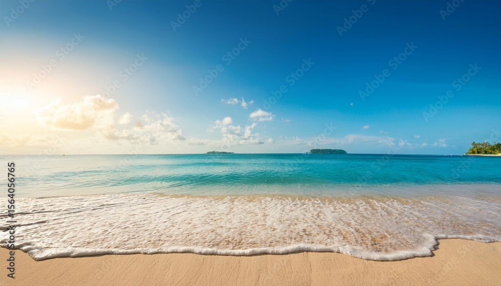 Obraz premium panorama view of blur beach summer abstract background generative ai