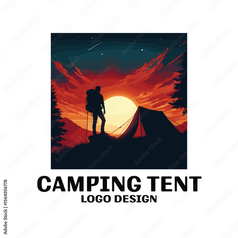 Fototapeta premium Camping Tent Vector Logo Design