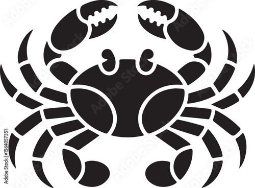 Silhouette of Detailed Crab Vector Illustration
