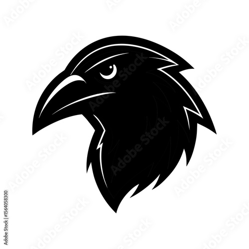 Modern sleek vector of a raven's head facing left Vector illustration