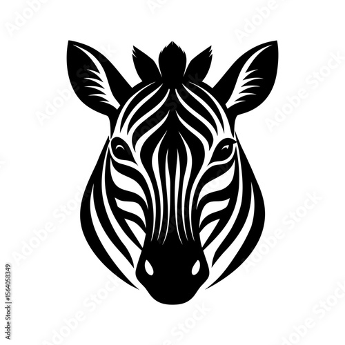 Modern vector of a zebra's head facing forward Vector illustration