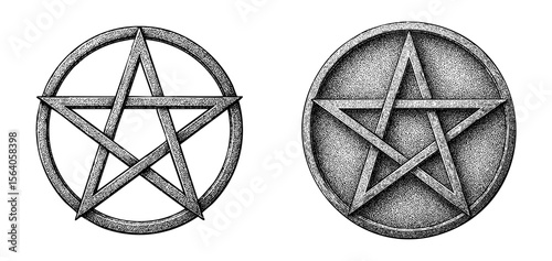 Pentagram Occult Symbol Illustration - Vintage Engraving Style Vector and PNG Isolated on Transparent Background