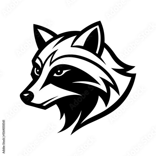 Stylized vector design of a raccoon's head in profile Vector illustration