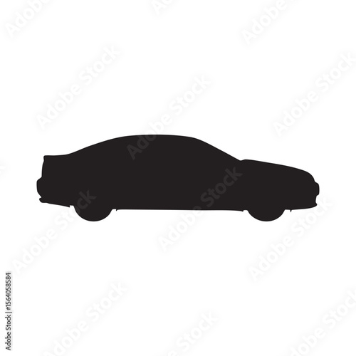 Black silhouette of a modern sedan car isolated on white background silhouette